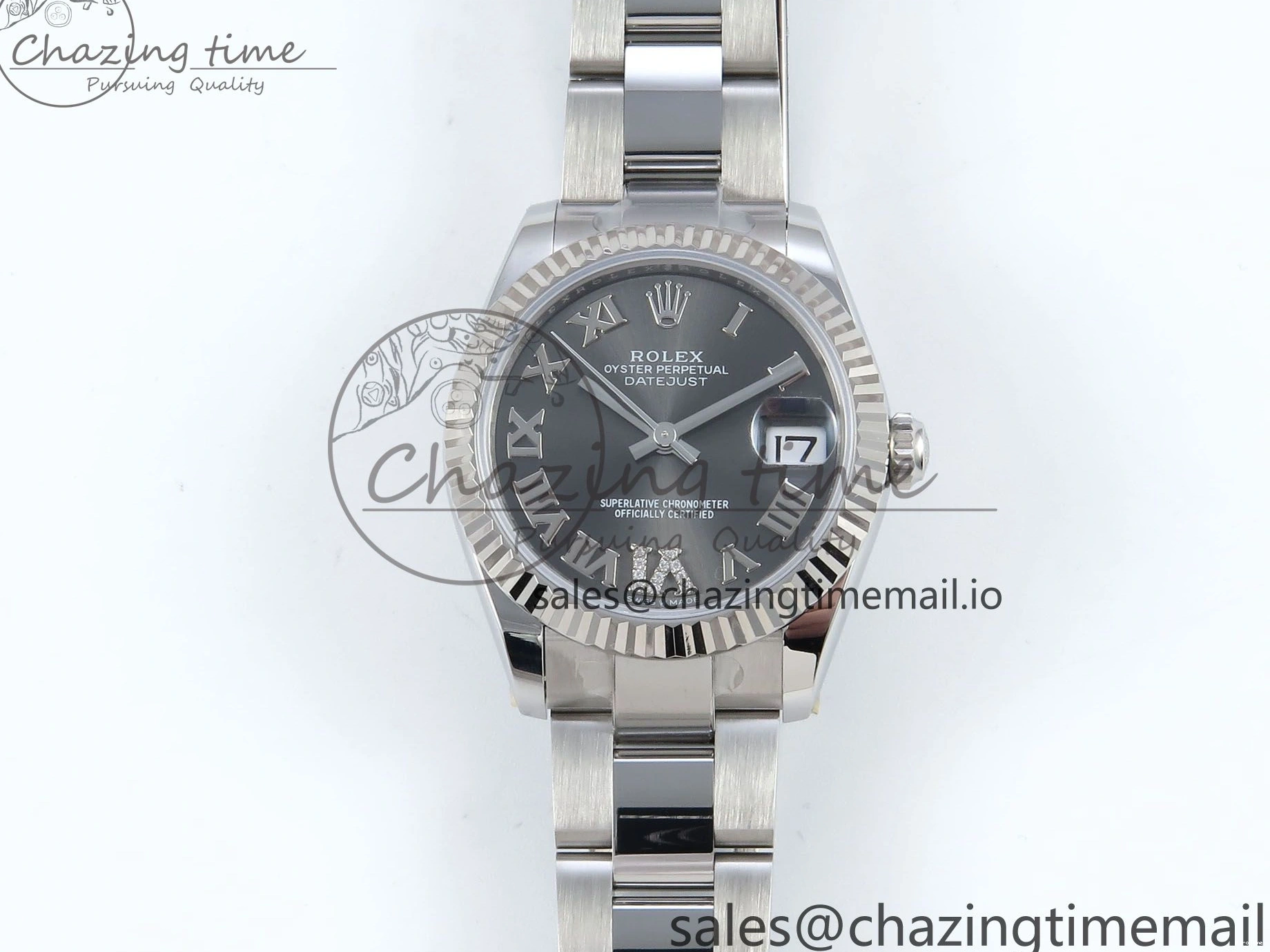 MiroTime 0518 EasyMatch DateJust 31 278274 ARF 1:1 Best Edition 904L Steel Gray Roman Diamonds Dial on SS Oyster Bracelet ETA 550